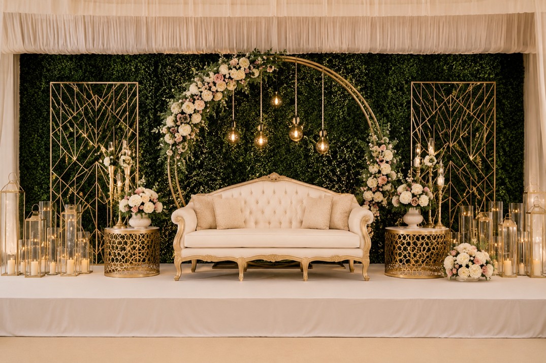 indian wedding reception stage decoration