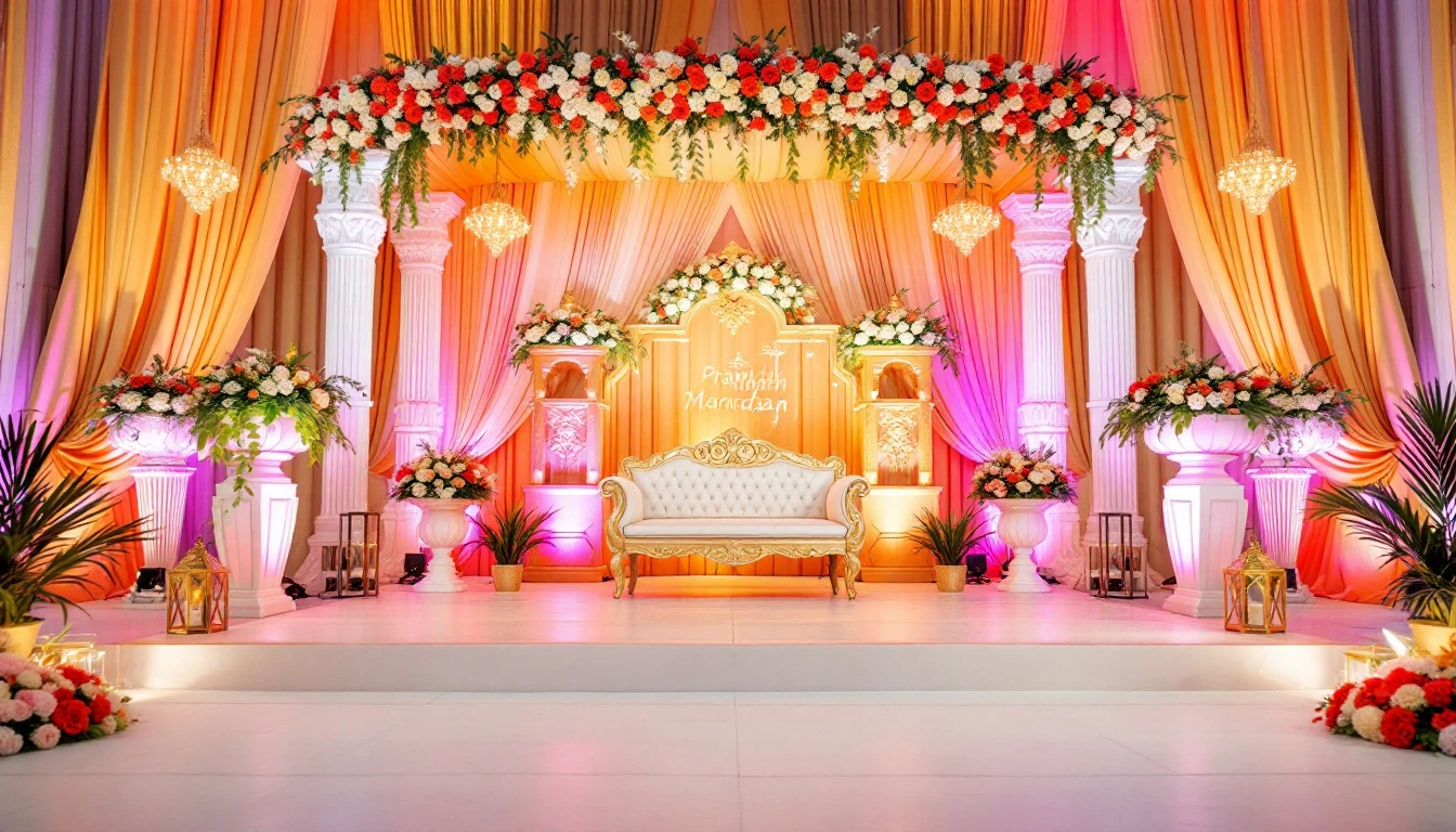 Indian Wedding Reception Stage Decoration with Wedding Mandap Decoration